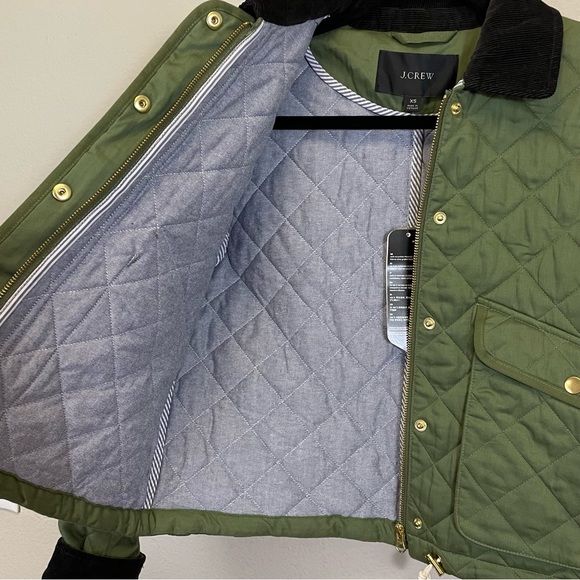 NEW J.Crew Limited-edition new cropped quilted Barn Jacket Green Size XS - Picture 8 of 14